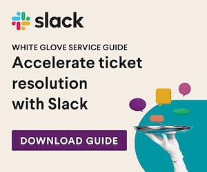 Slack's banner ad with "Accelerate ticket resolution with Slack" slogan