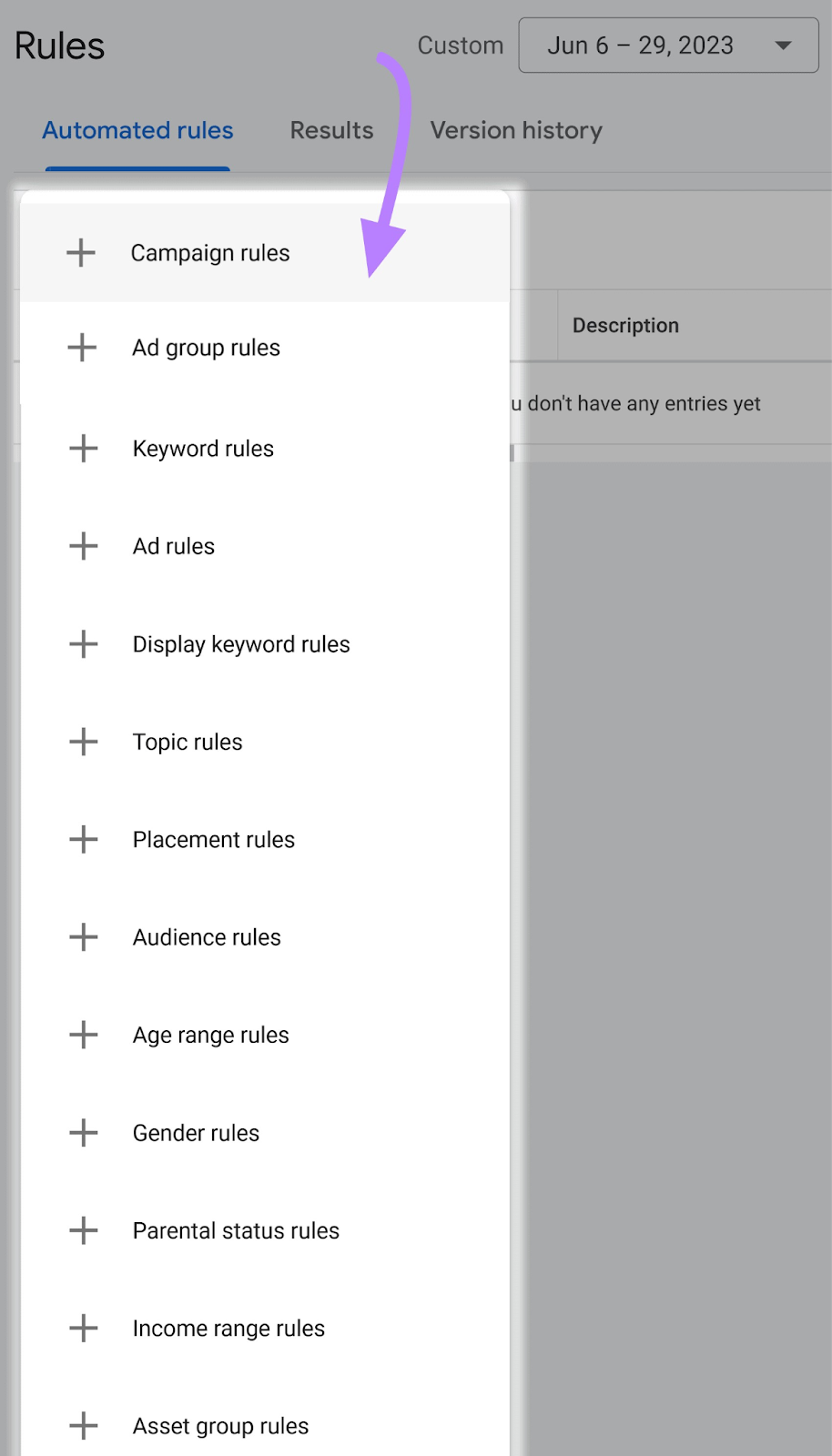 Creating automated rules in Google Ads