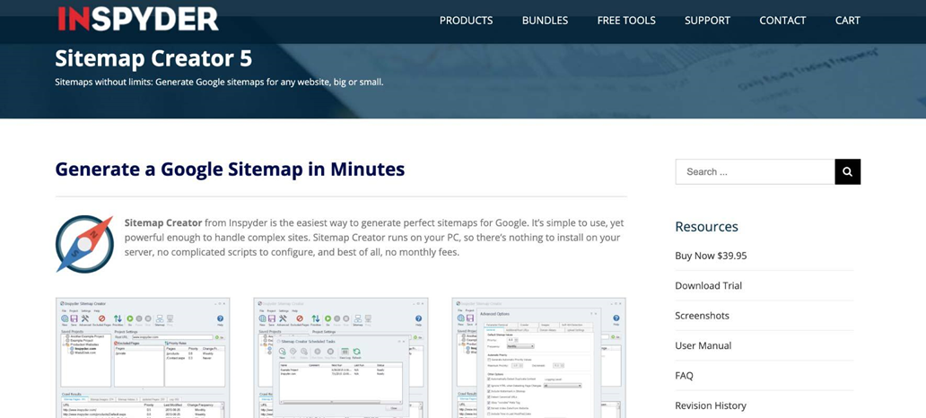 Meilleurs outils de génération de sitemap, Inspyder