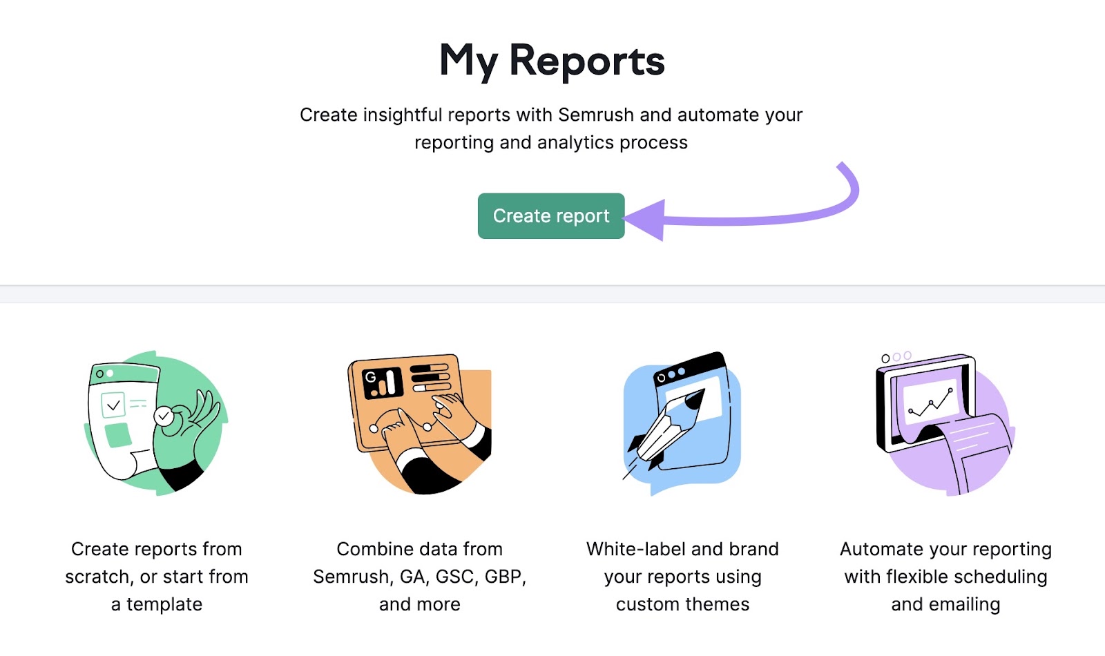 "Create report" button in My Reports tool