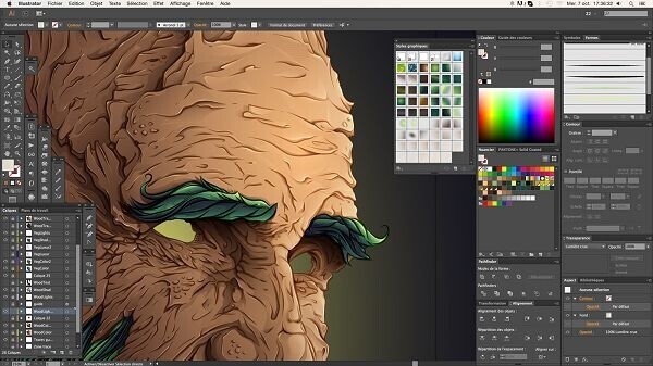 Adobe Illustrator helps you create highly-detailed graphics like this image of a tree-like mask