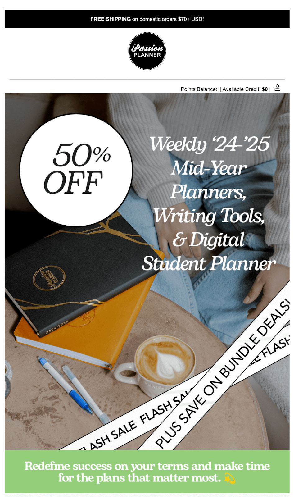 Email from Passion Planner offering 50% off