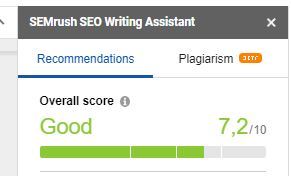 Tela do Semrush SEO Writing Assistant