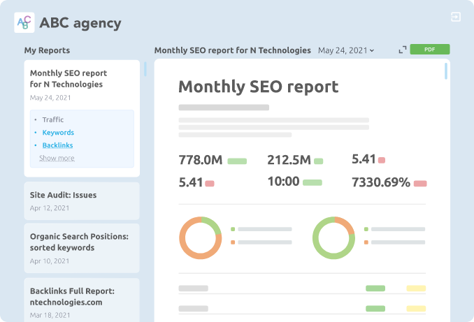 SEO report: client portal