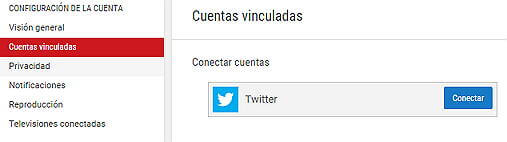 Crear canal Youtube - Conectar Twitter a YouTube