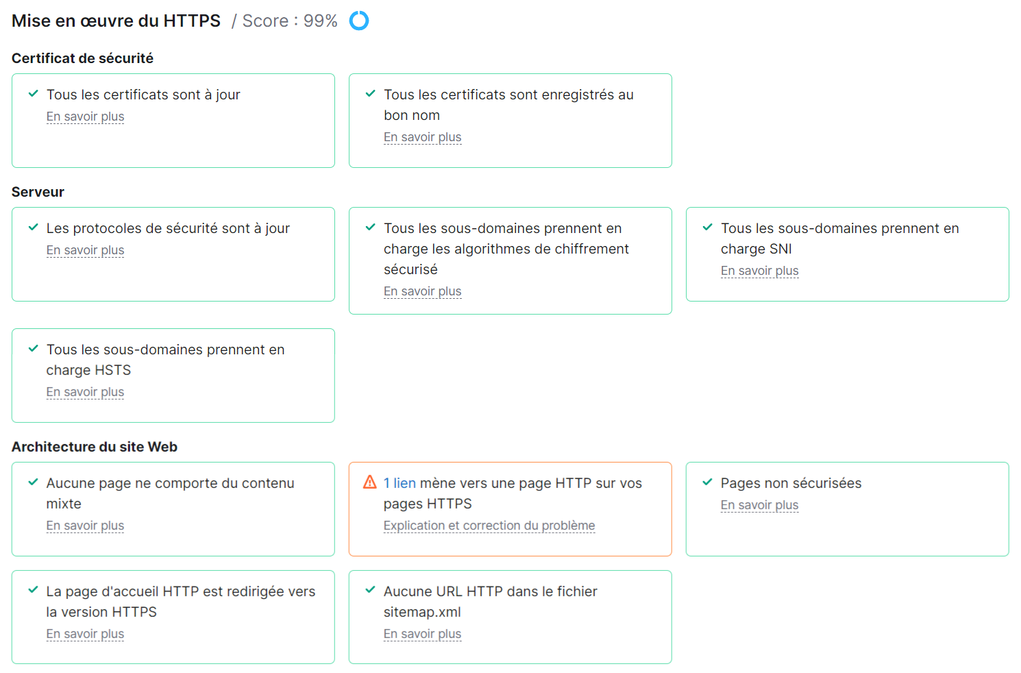 Mise en oeuvre du HTTPS dans Audit de site