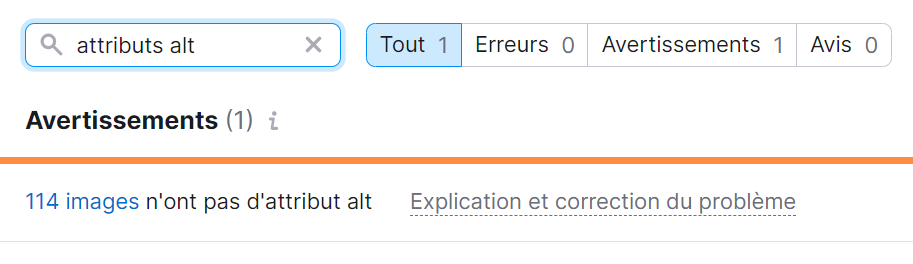 Audit de site, attributs alt