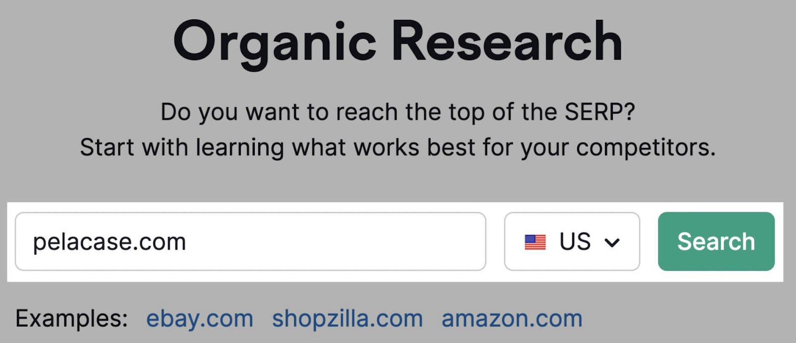 organic research tool has domain entered