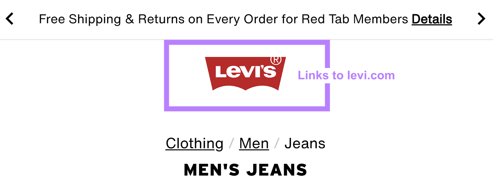Levis logo linking to homepage