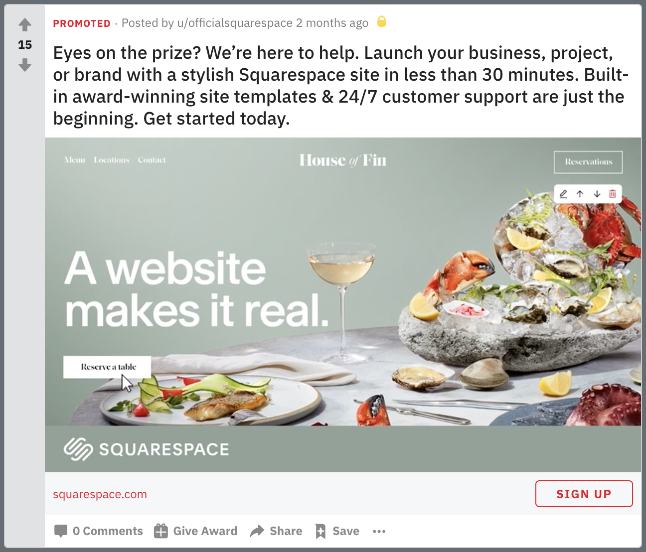 Example of Reddit ads