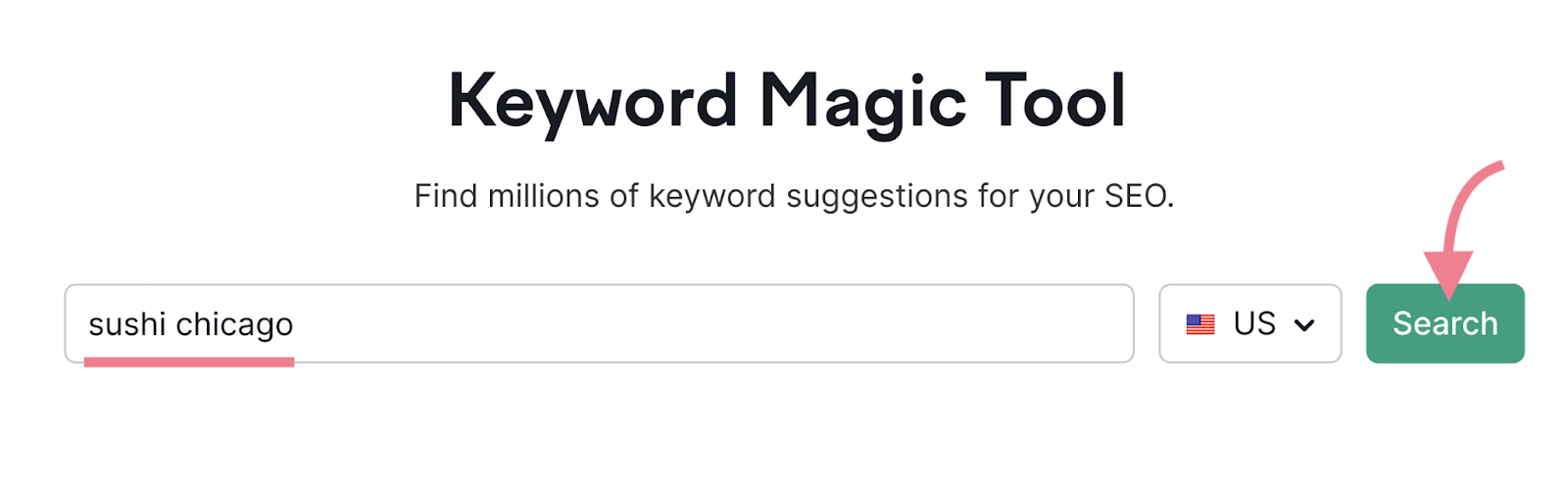 Keyword Magic Tool sushi chicago search