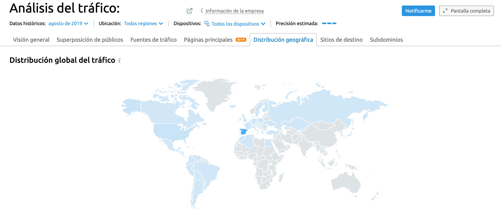 Buscar nuevos mercados - Análisis del tráfico geodistribución