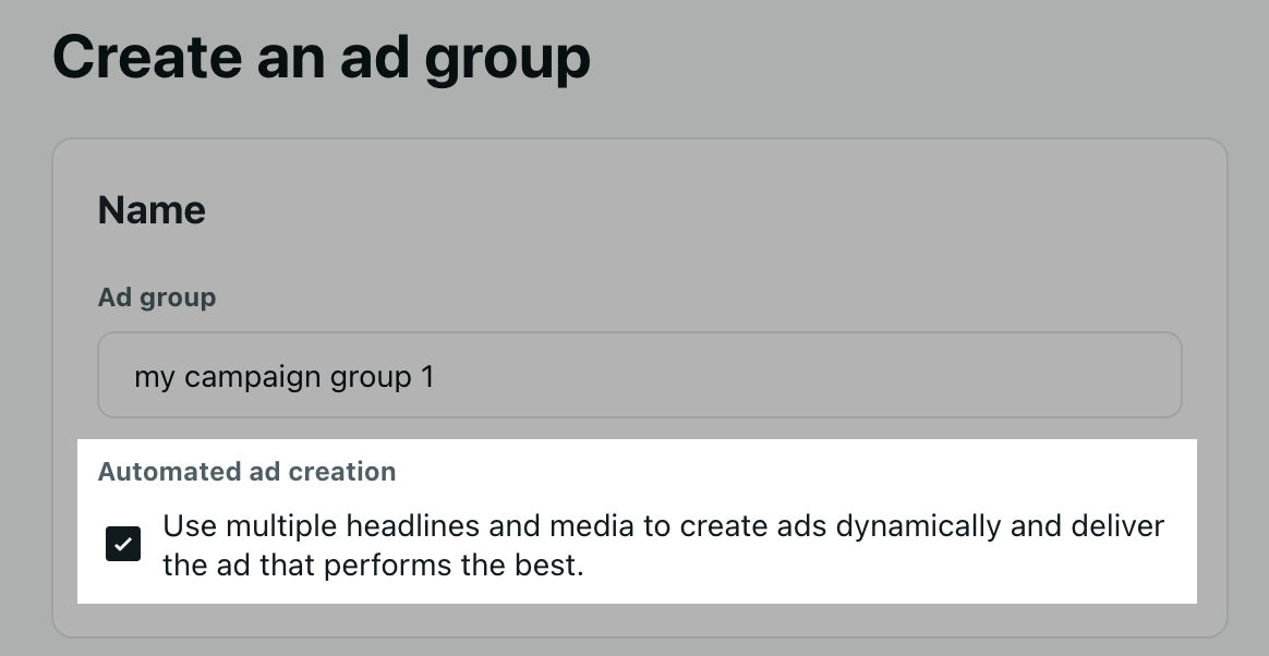 Automated ad creation box checked in setting up Reddit Ads