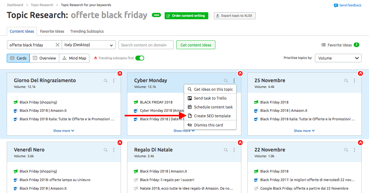 Integrazione Topic research con SEO content template