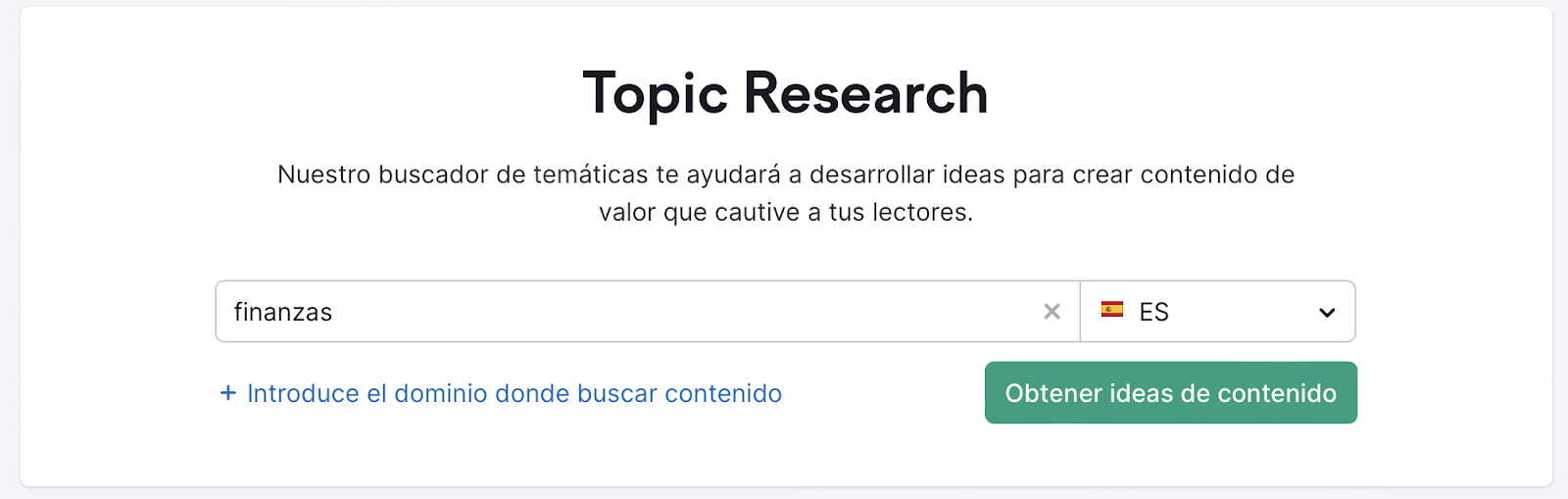 La herramienta Topic Research te ayudará a encontrar temas estrechamente relacionados con una consulta