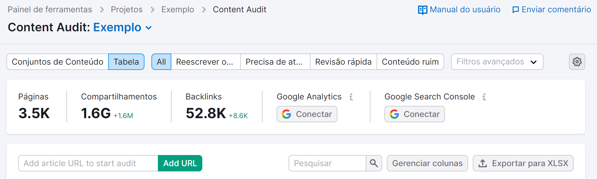 Como remover conteúdo desatualizado do Google 9 guia tabela na ferramenta content audit