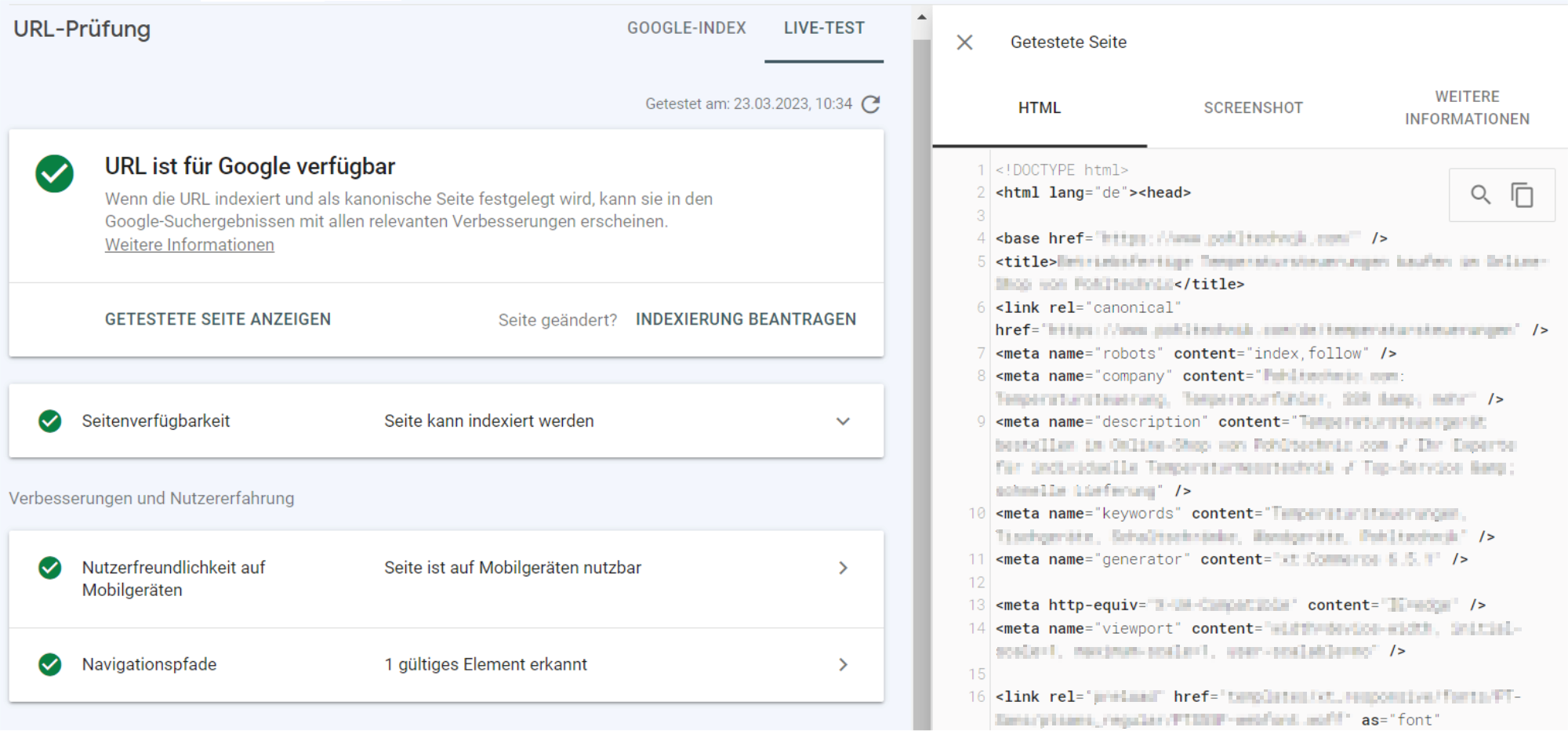 URL-Prüfung in der Google Search Console