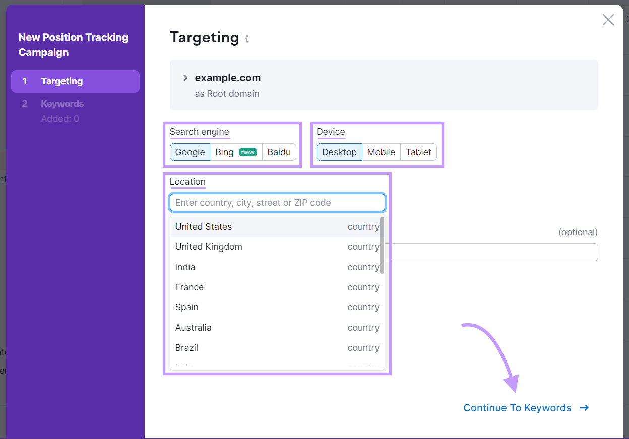 "Targeting" model   successful  Position Tracking instrumentality   settings