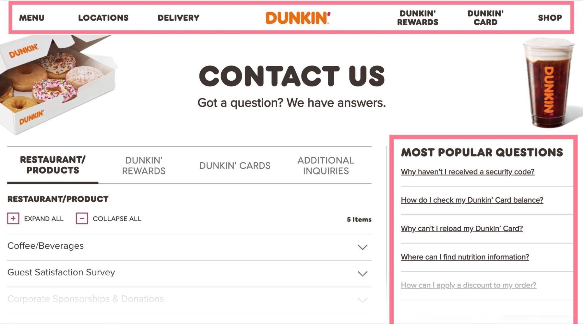 dunkin donuts faq