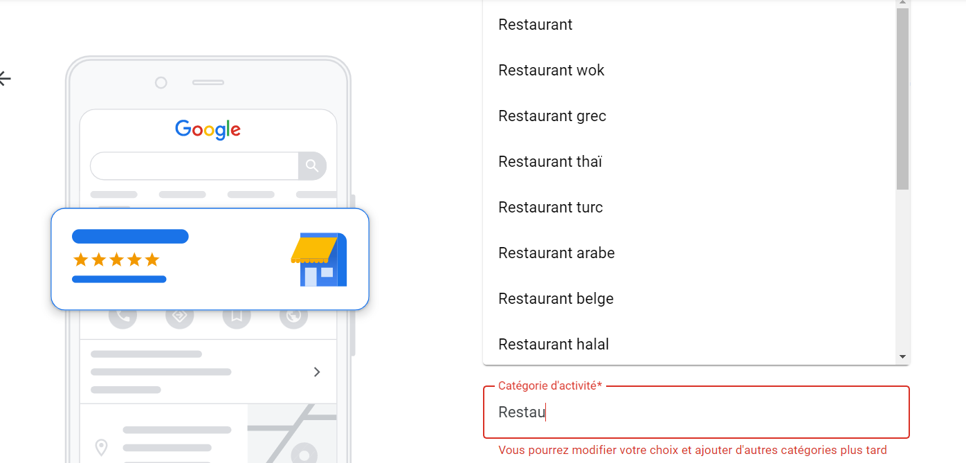 Google Business Profile - catégorie de votre entreprise
