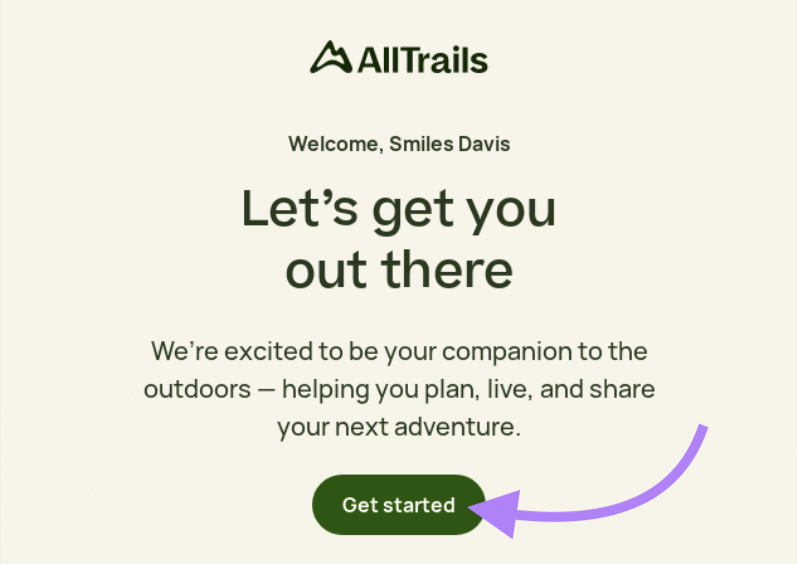 "Get started" with AllTrails