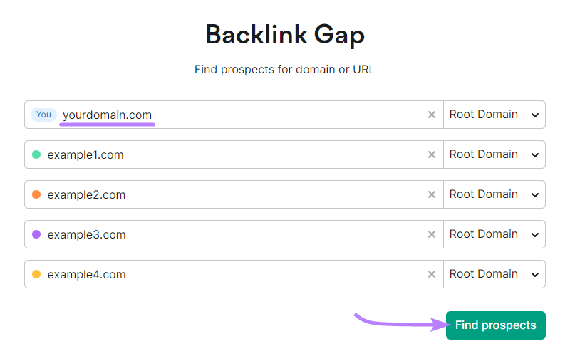 Backlink Gap tool