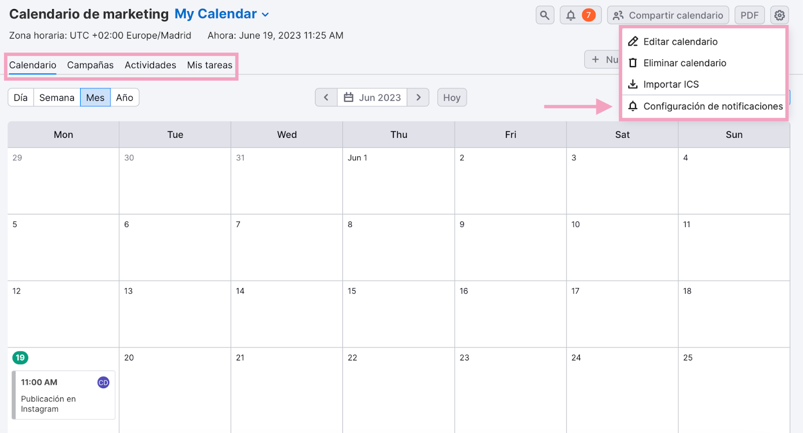 Consulta tu calendario de contenidos de marketing