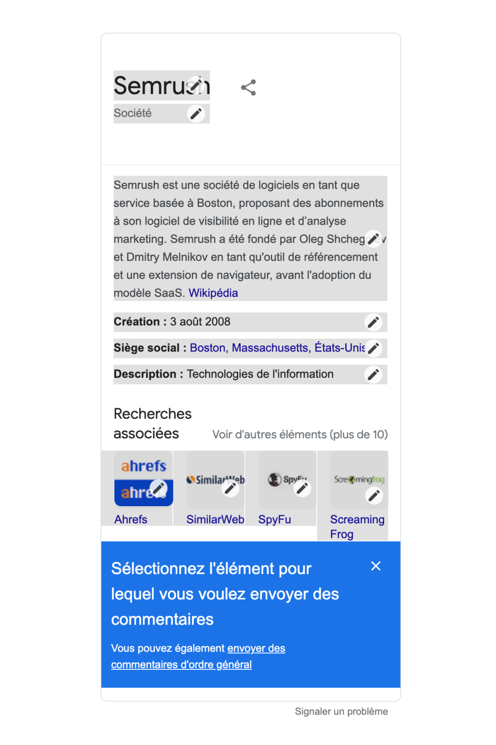 graphe de connaissance google