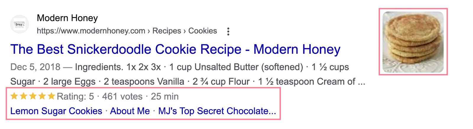 rich snippet in Google search