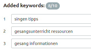 Keywords im Link Building Tool