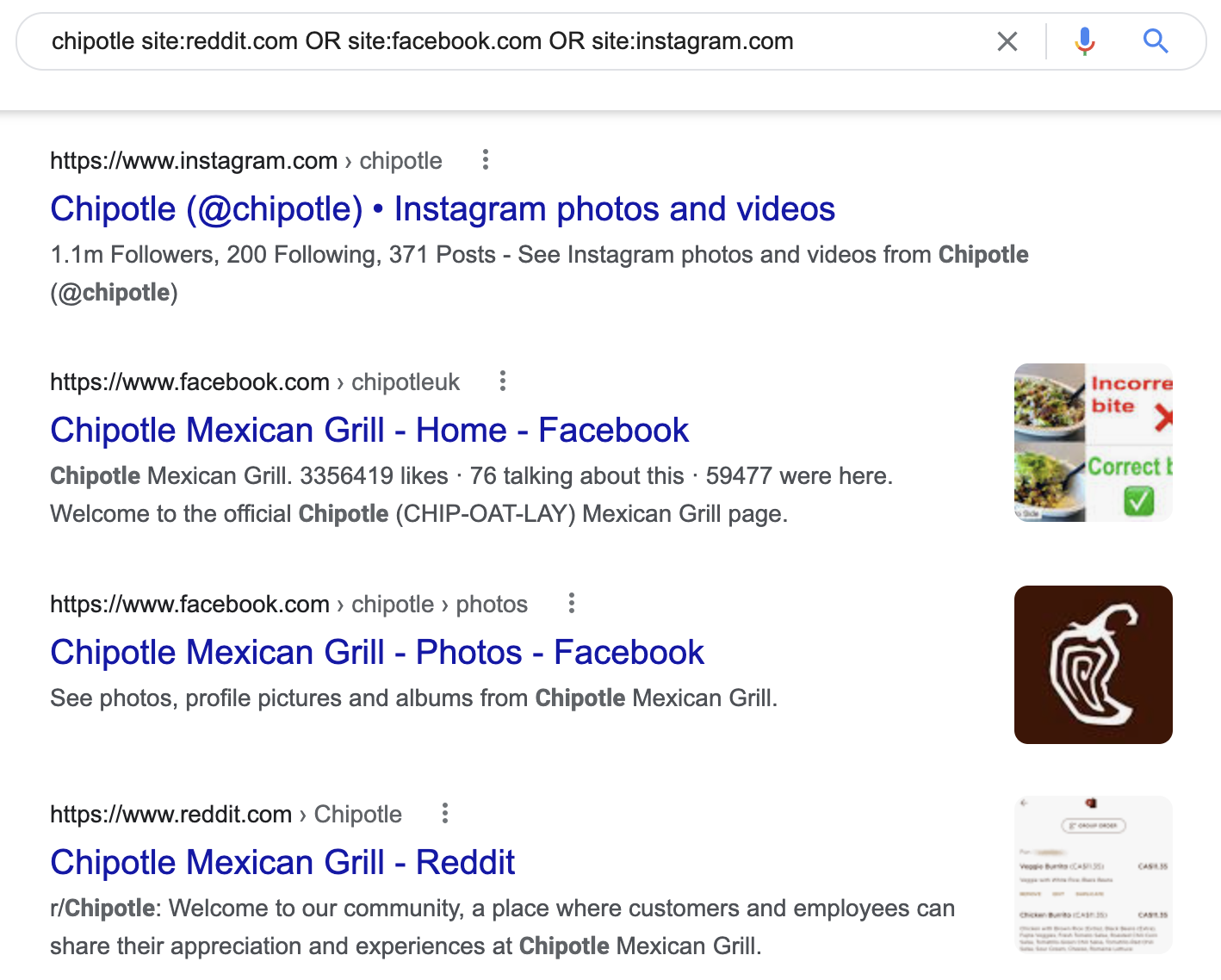 Google-Suche für Chipotle