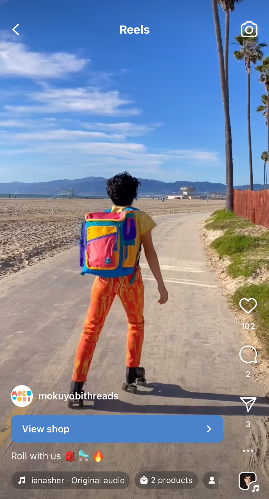instagram reel of person in bright color clothing