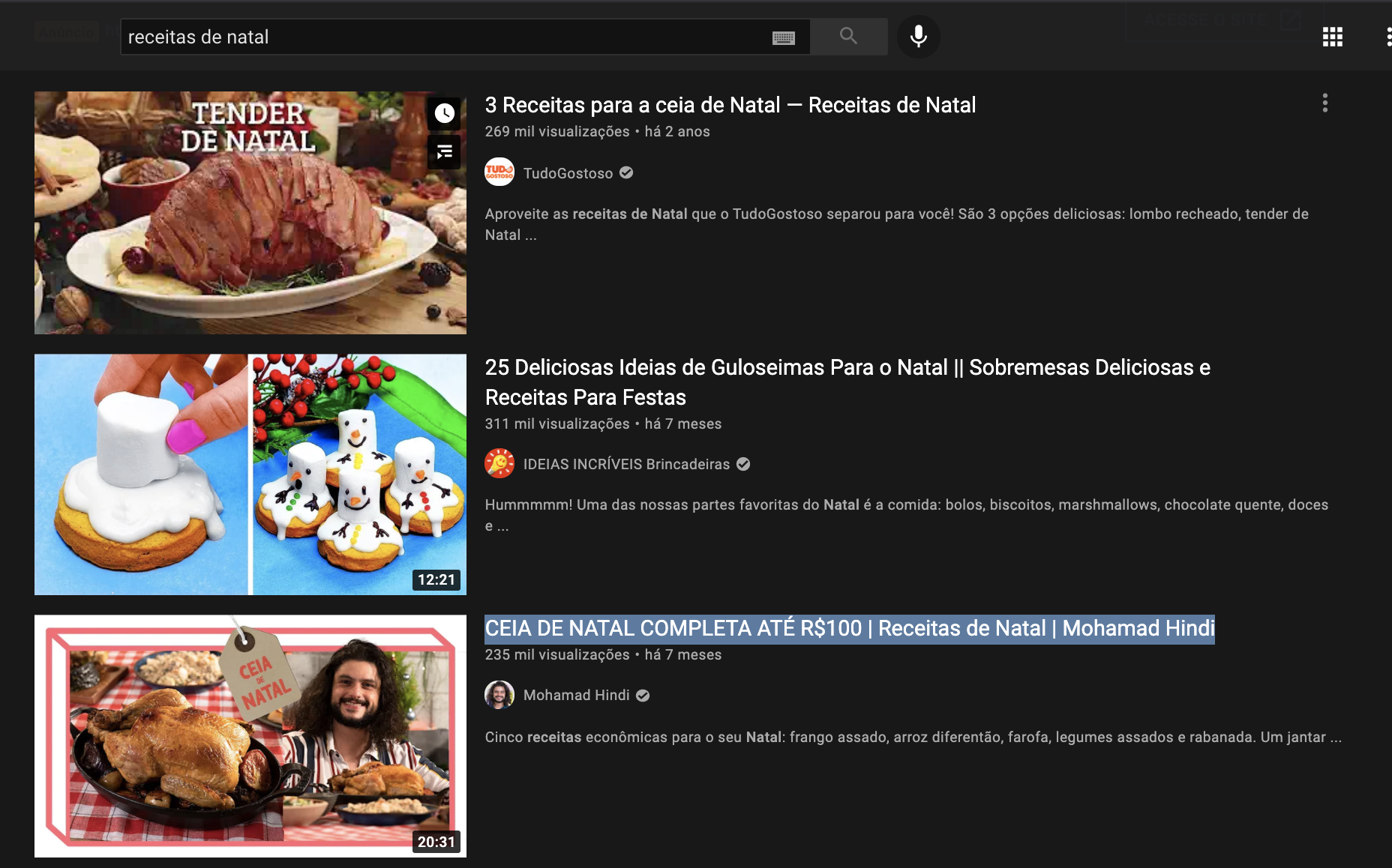 videos de receita de natal youtube