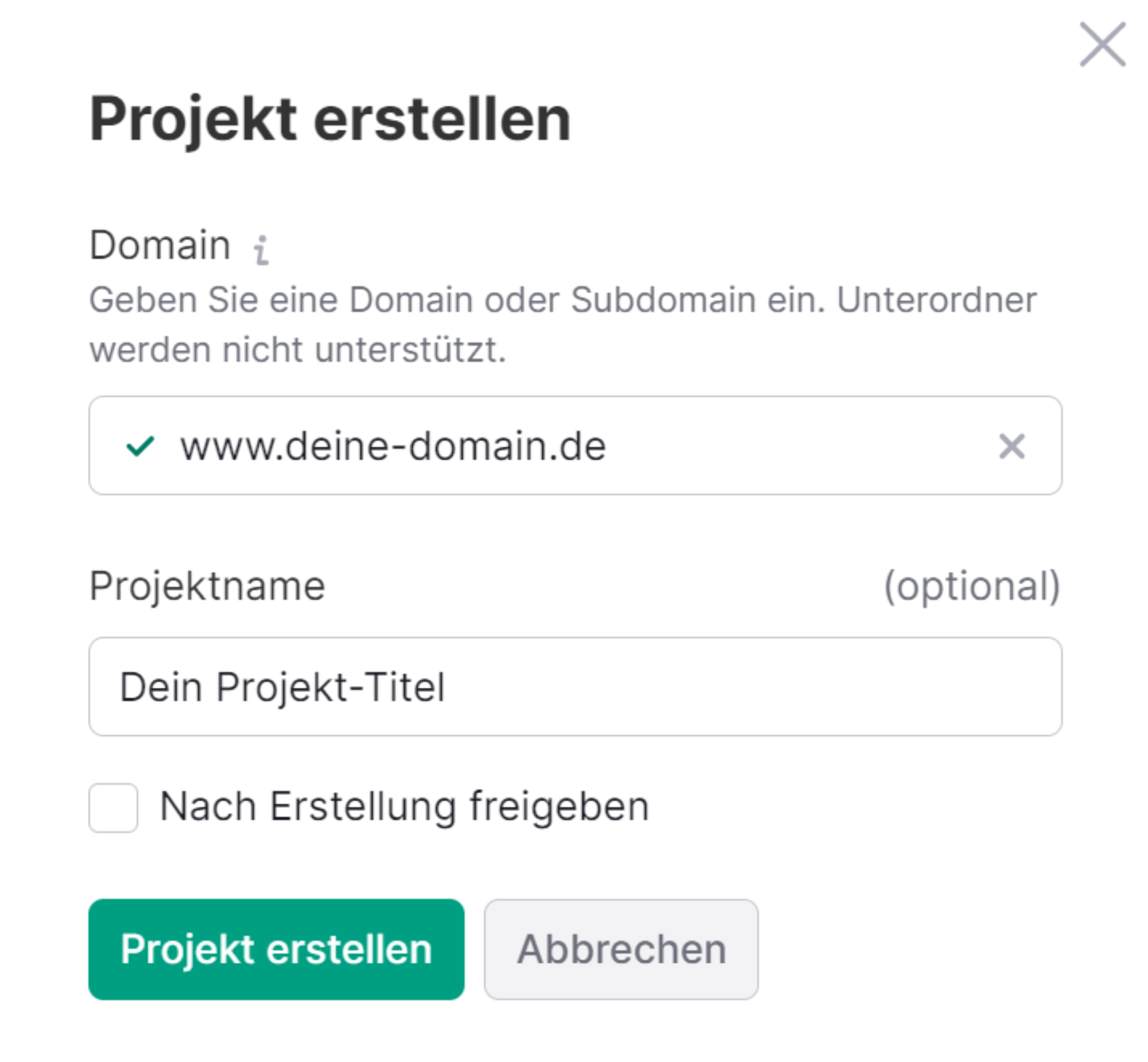 Projekt erstellen Semrush