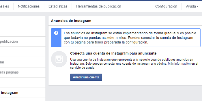 Conectar cuenta de Instagram para anunciarse