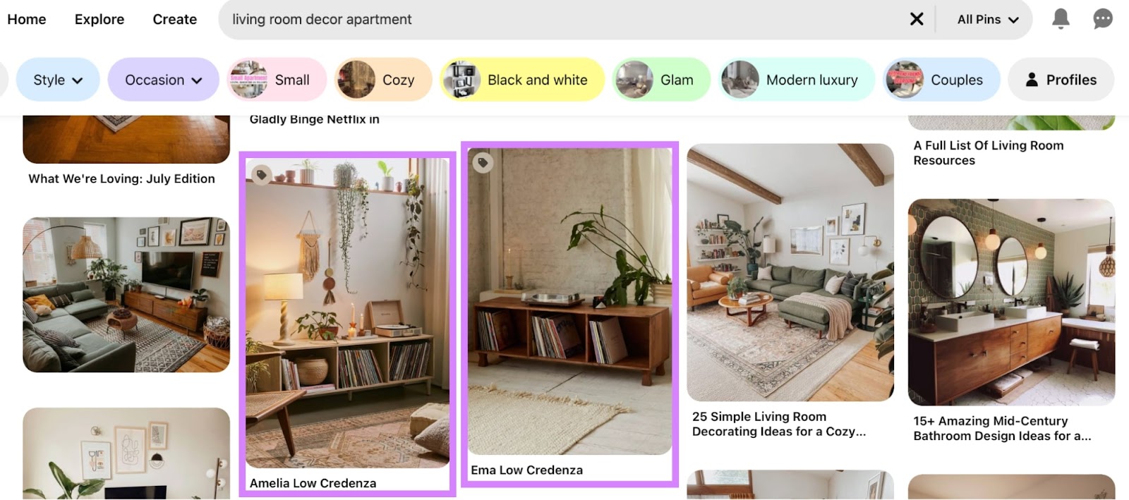 Pinterest search results for living room decor apartment
