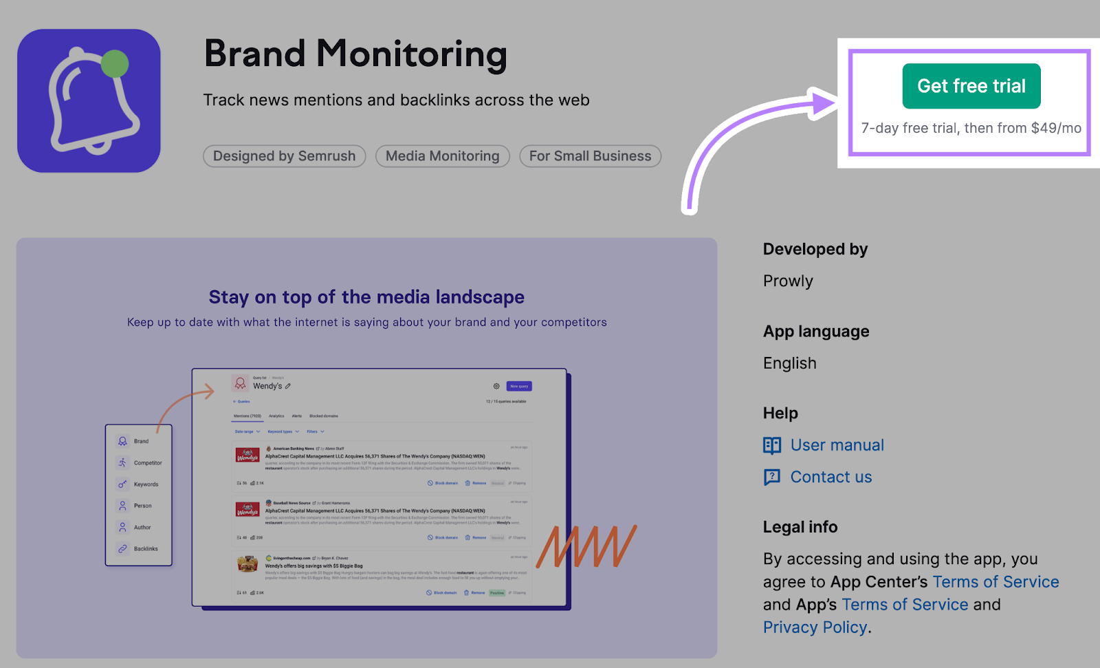 Get free trial for Brand Monitoring tool
