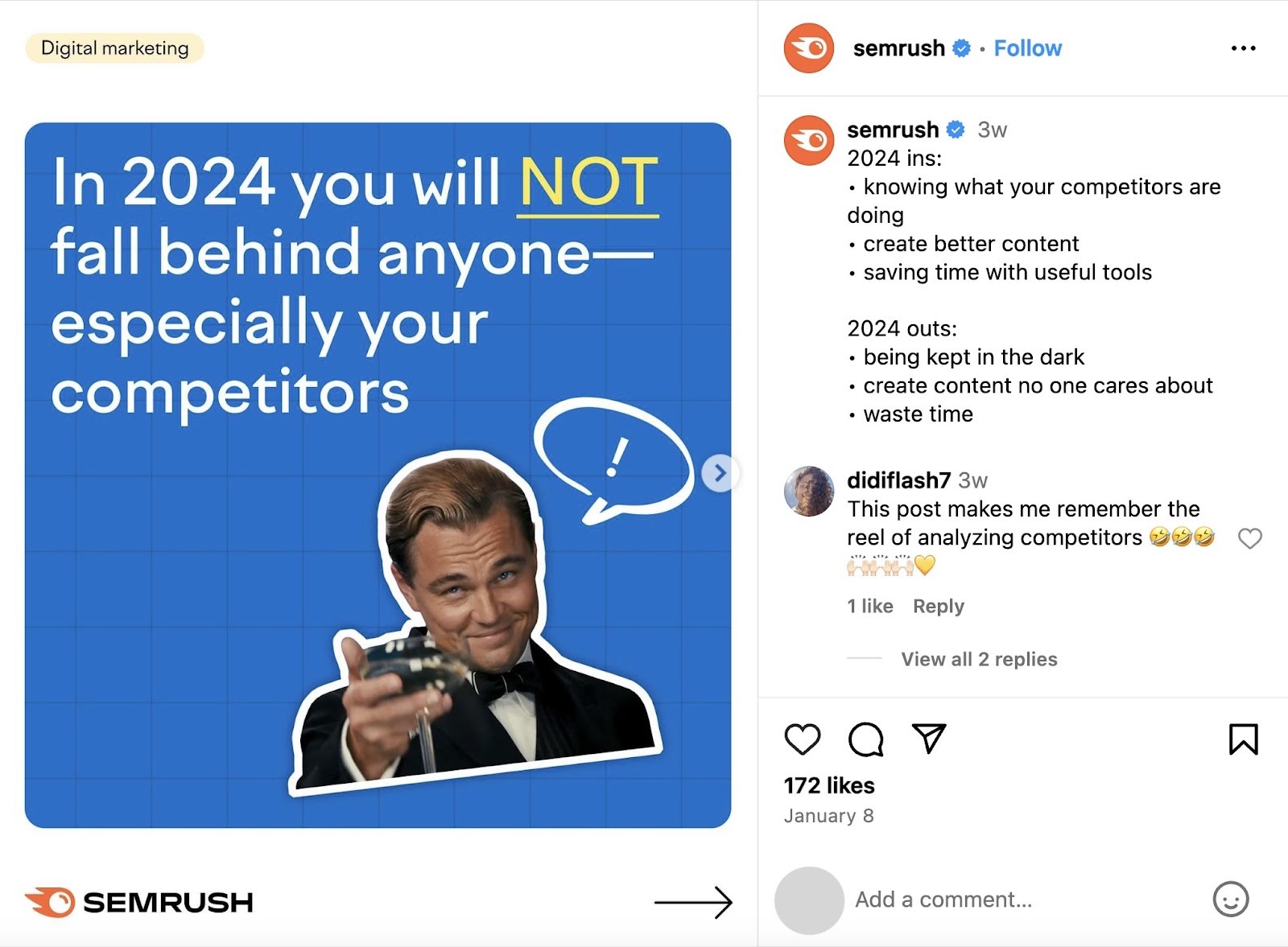 Semrush's Instagram post on 2024 trends