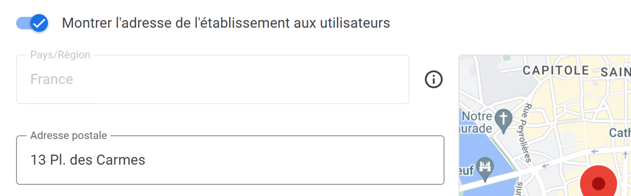 GBP : montrer ou non l'adresse de l'établissement aux utilisateurs