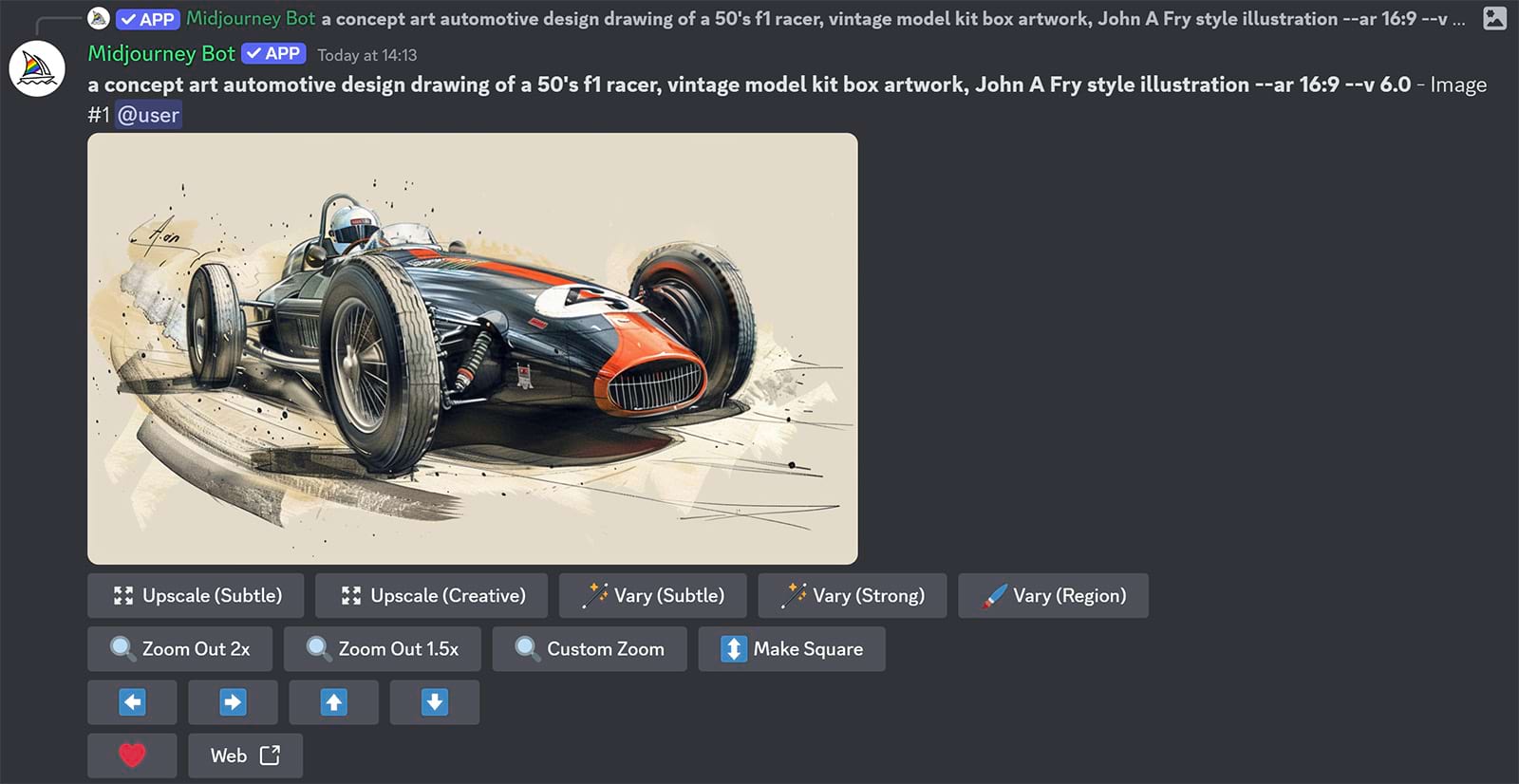 Midjourney Bot generated representation  of a F1 car   artwork