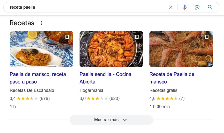 Resultados enriquecidos de receta