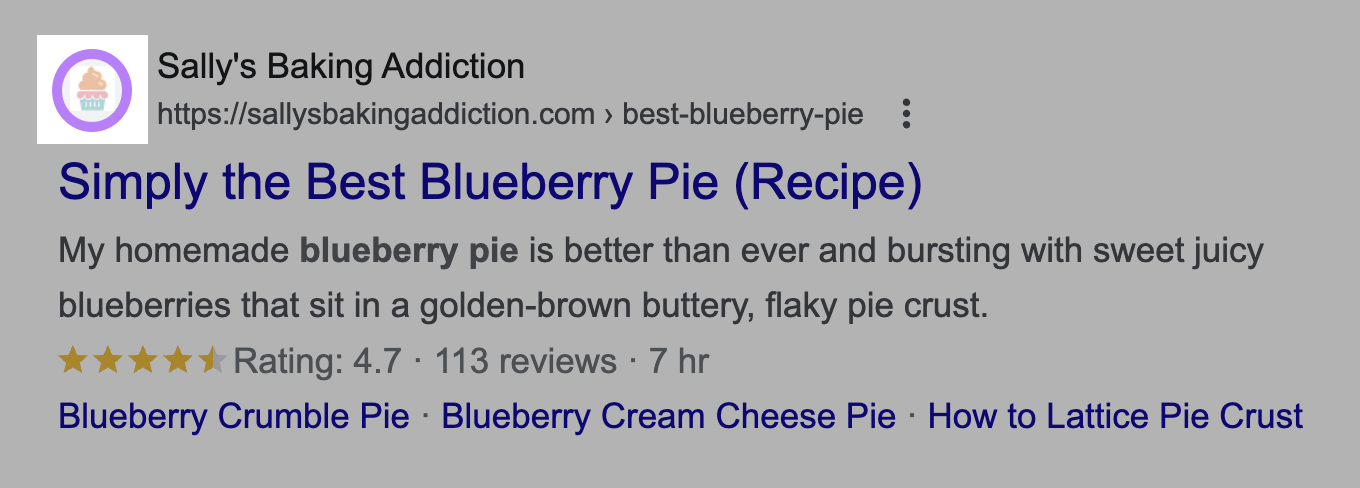 Favicon de Sally's Baking Addiction en SERP