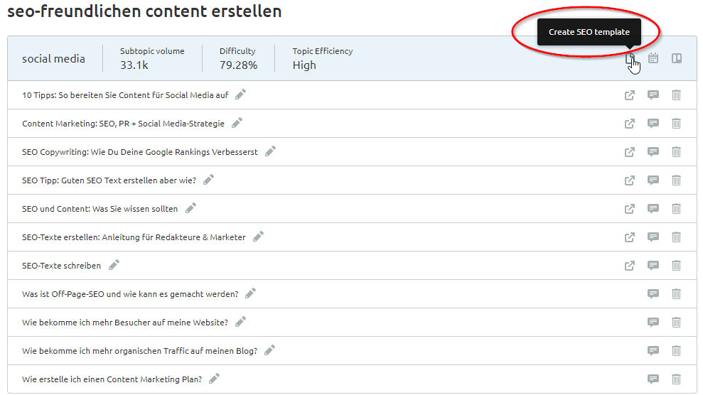 SEO-Vorlage aus Favoriten erstellen