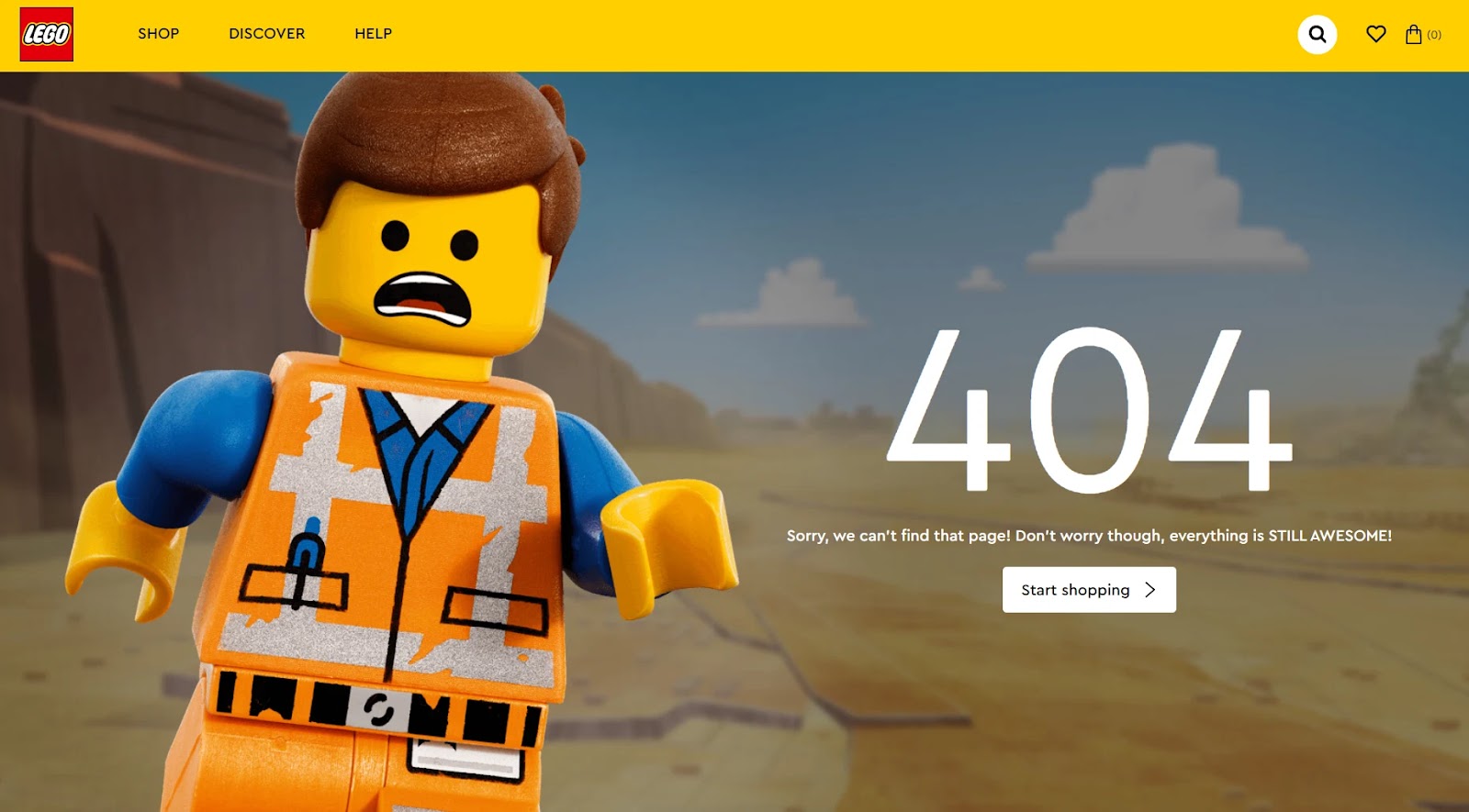 An error page on Lego's website