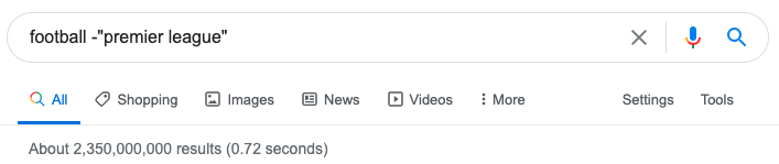 खोज ऑपरेटरों के साथ शर्तों को बाहर करें