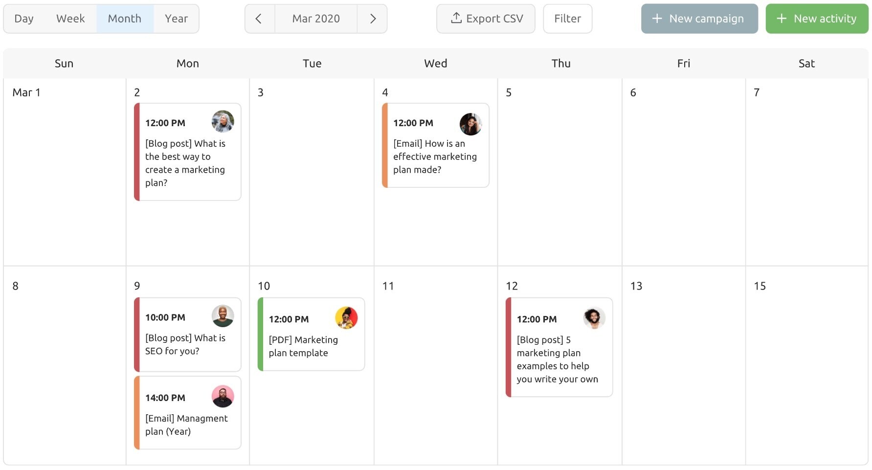 semrush marketing calendar