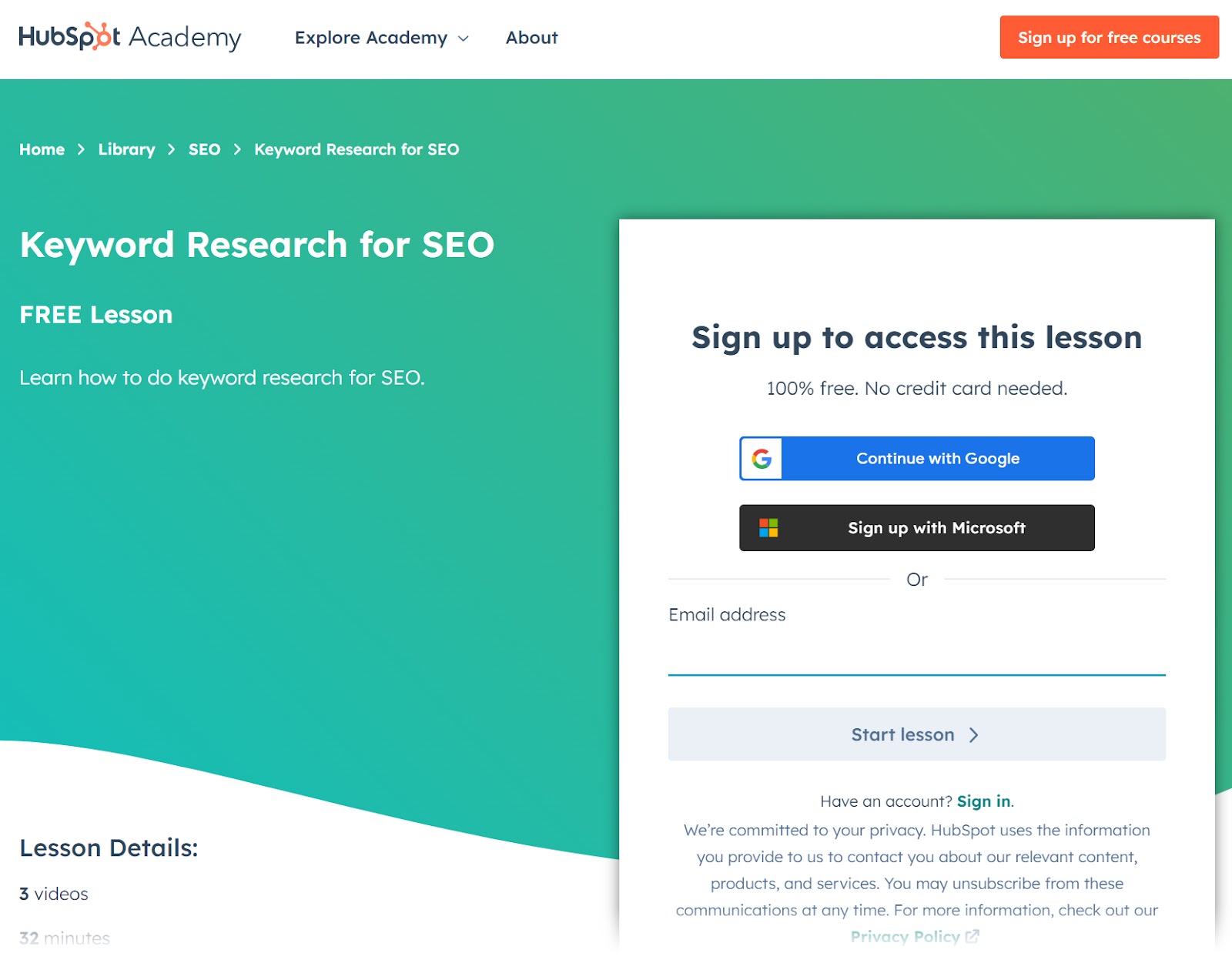 Keyword Research for SEO landing page