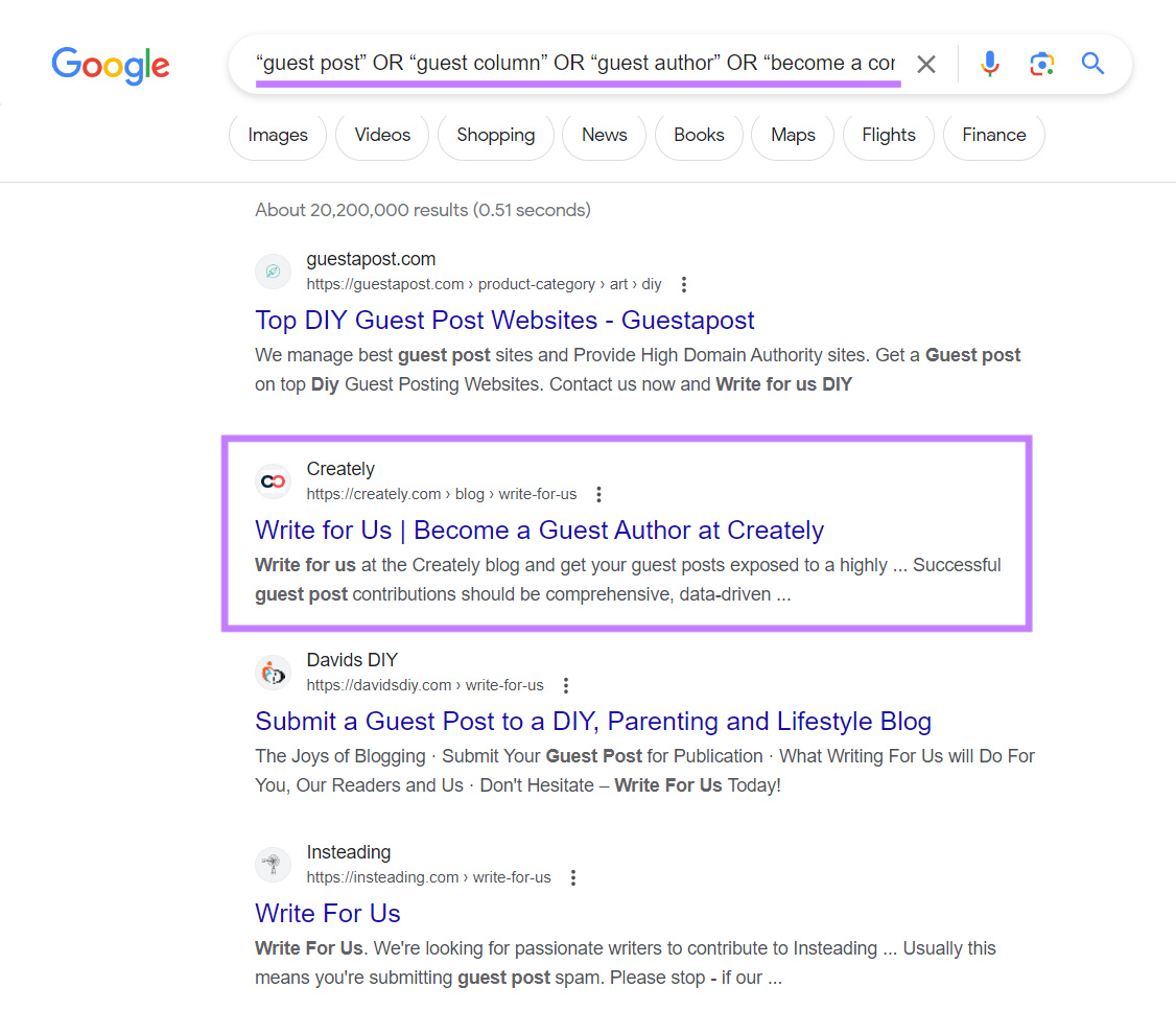 8 Proven Website Marketing Techniques for Growth 22 Google search results with Creately's "Write for Us" result highlighted