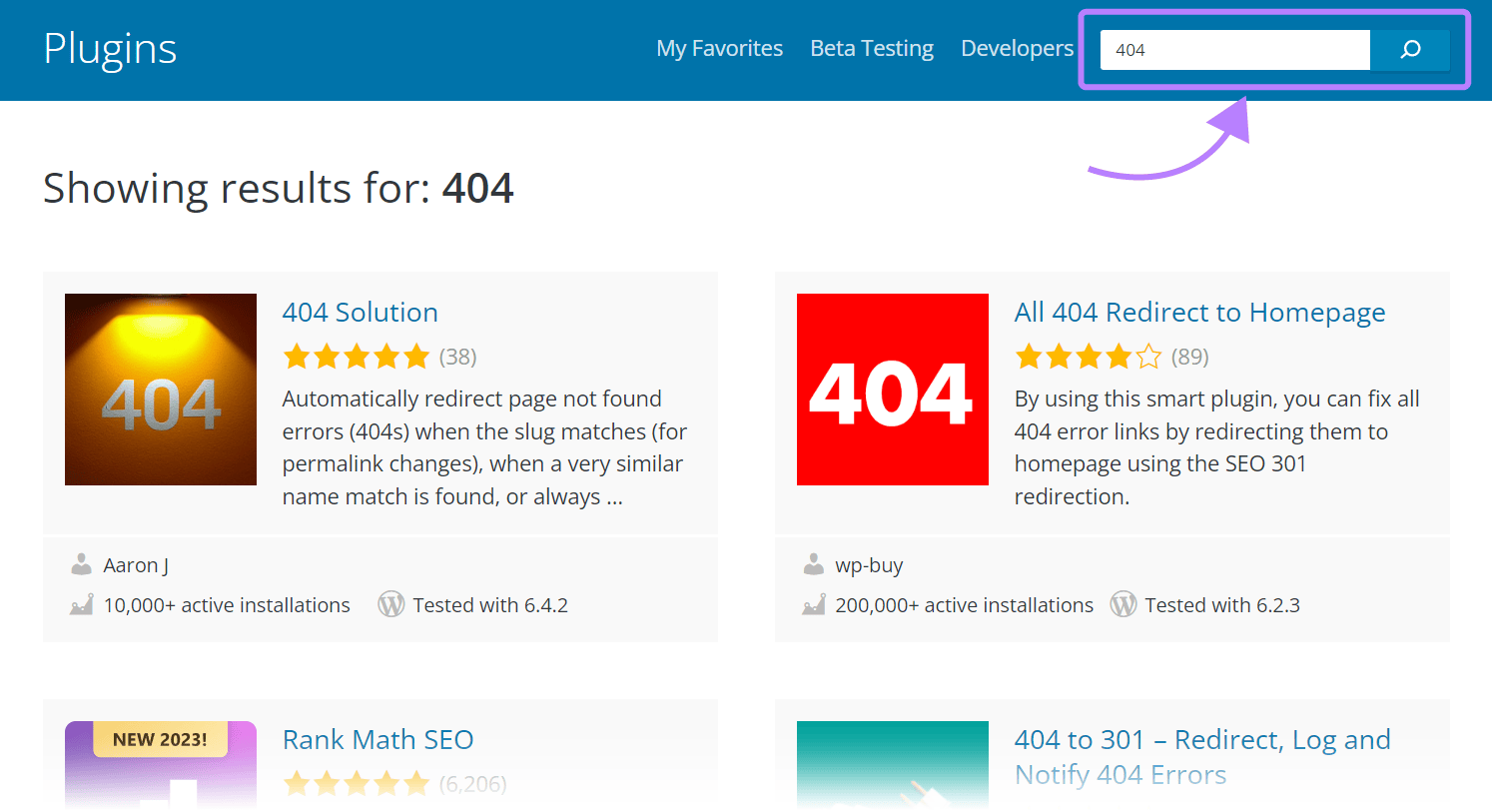 404 plugin on WordPress.org