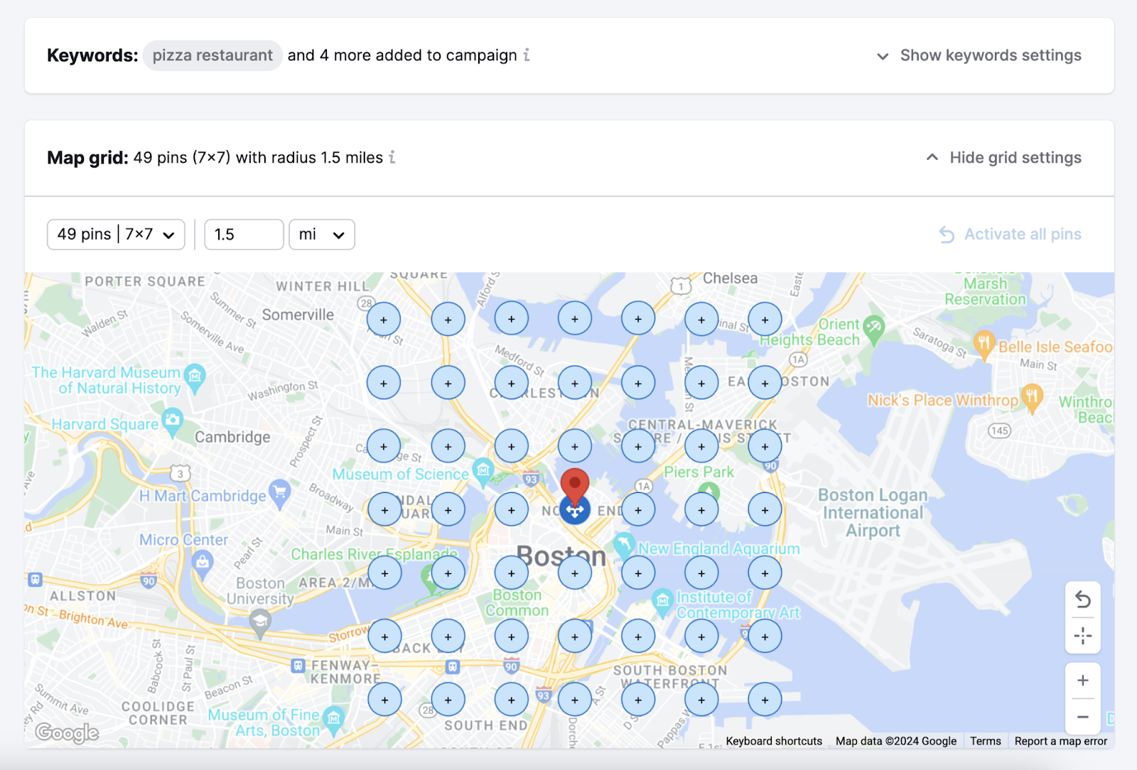 Configuração da campanha com grade de mapas